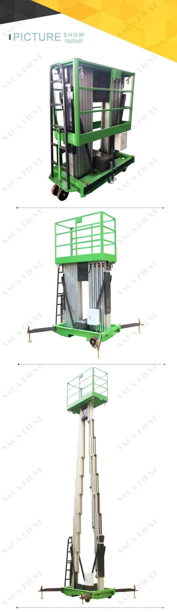 14m Two Mast Aluminum Alloy Elevator