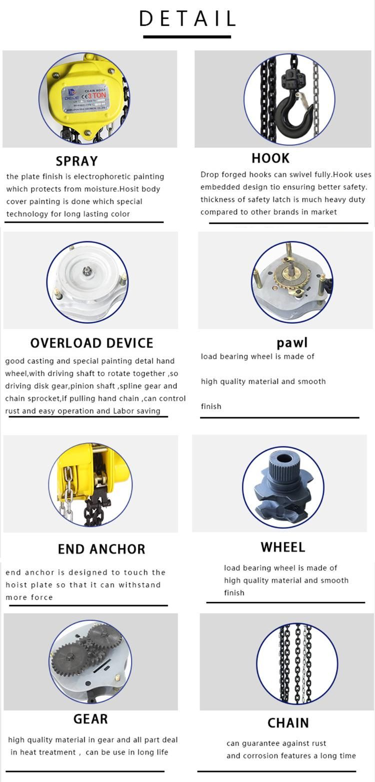 Manual Chain Hoist Lifting Equipment Crane Lifting Hoist Chain Block Hoist