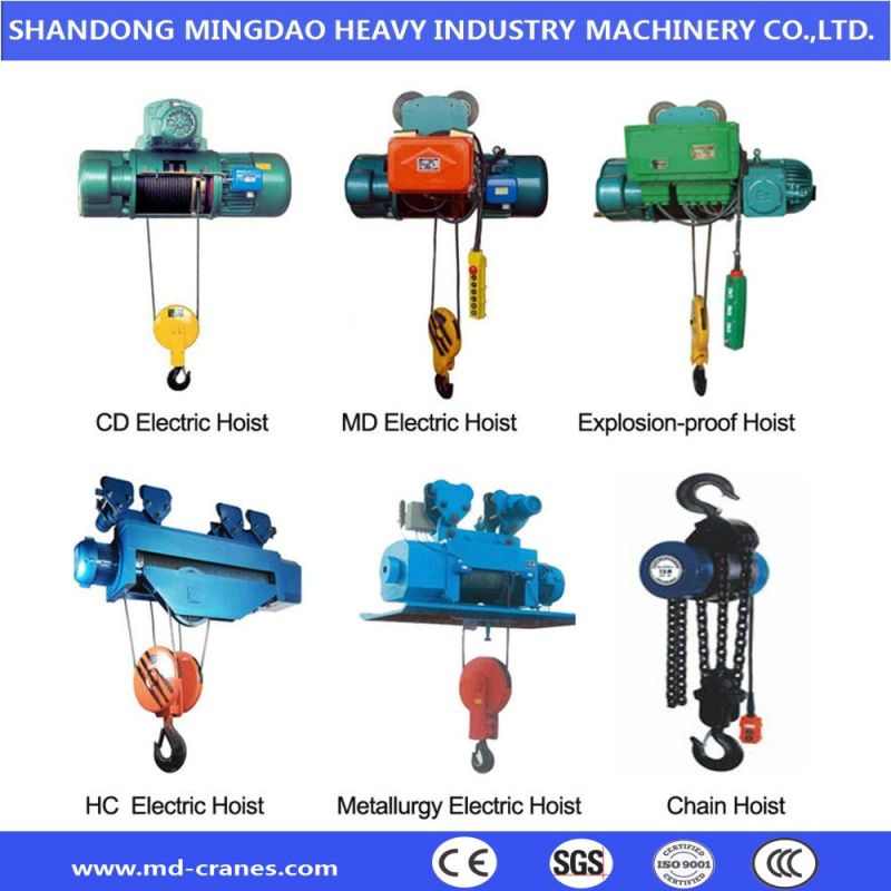 MD Modle Double Speed Electric Wire Rope Hoist for Overhead Crane and Gantry Crane China Manufacturer Direct Provide