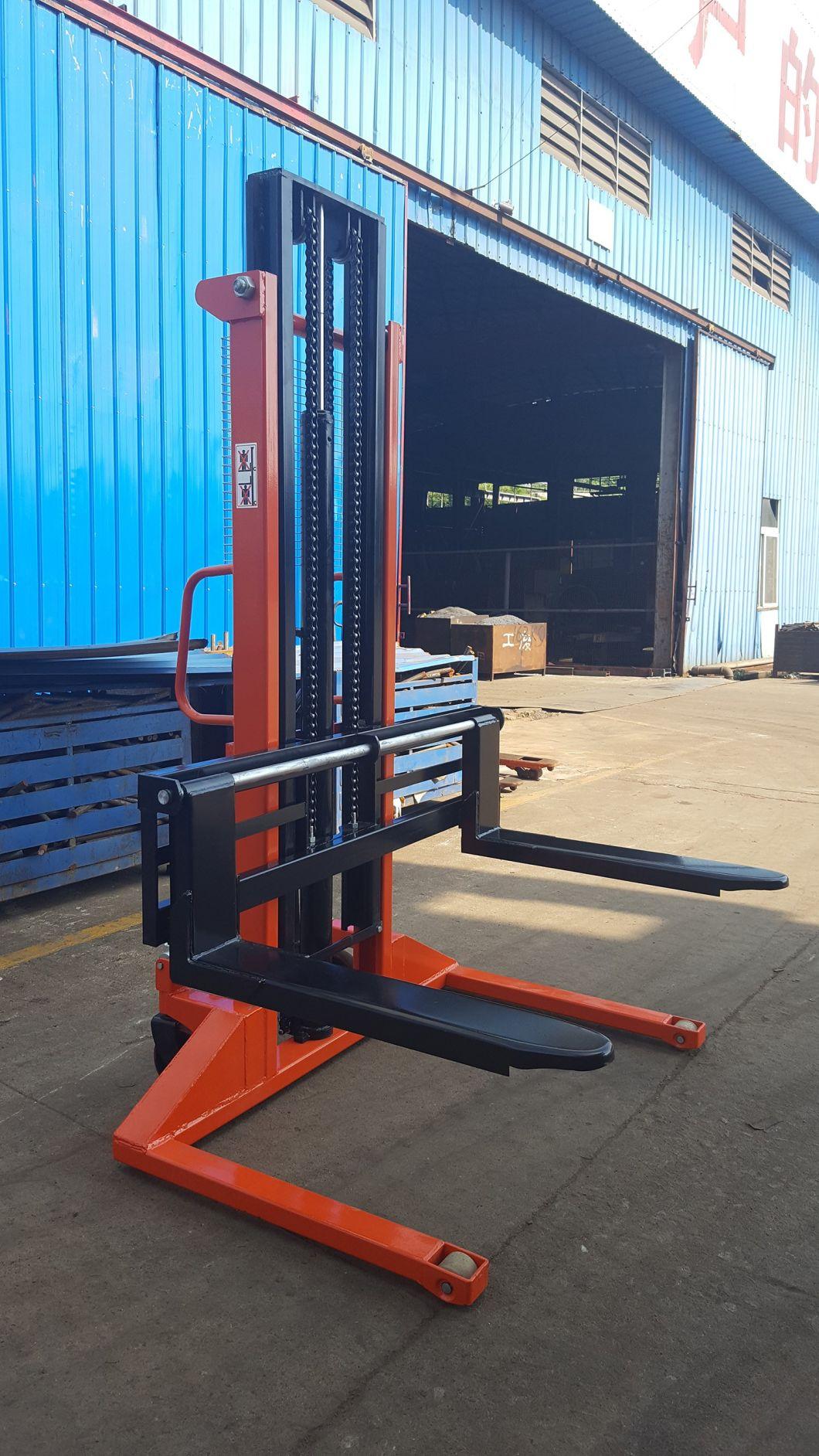 1000kg 1500kg 1ton 2ton Hand/Manual Pallet Stacker Forklift with Wide Legs