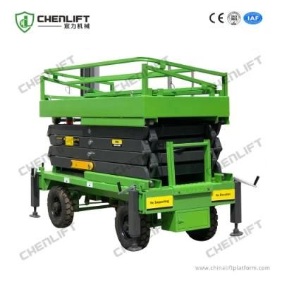 9 Meters 500kg Manual Pushing Scissor Lift Aerial Work Platform