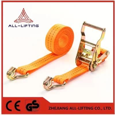 35mm 1.5&quot; 2000kg Cargo Lashing Belt Ratchet Tie Down Strap with Double J Hooks