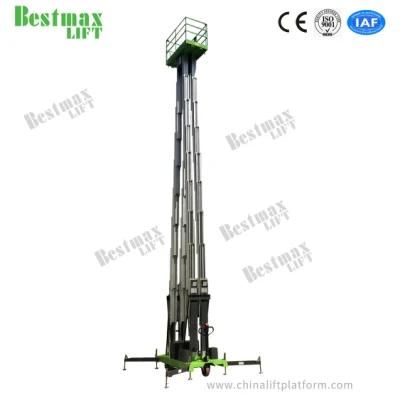 12m Manual Pushing AC Powered Vertical Lift with Quadruple Mast