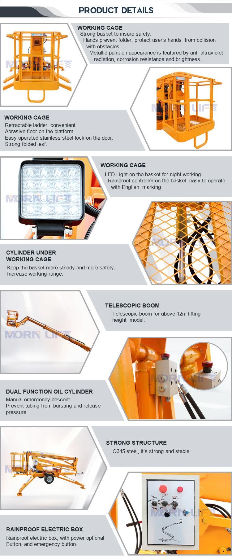 8 M 20 Morn Package Size 5.4*1.6*1.9m Trailer Boom Lift