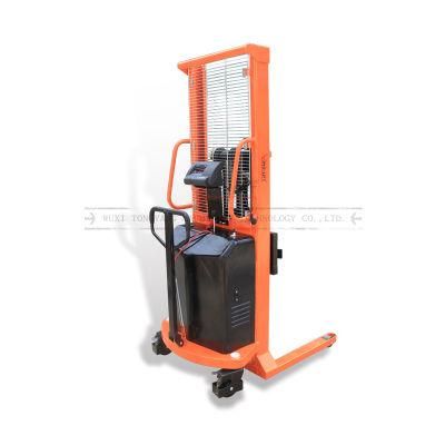 Load Capacity 500kg and Lifting Height 1450mm Semi-Electric Drum Stacker with Weighing Scale