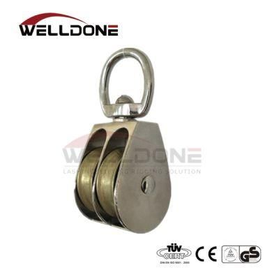 Zinc Alloy Mini Pulley-Double Sheave with Swivel Eye