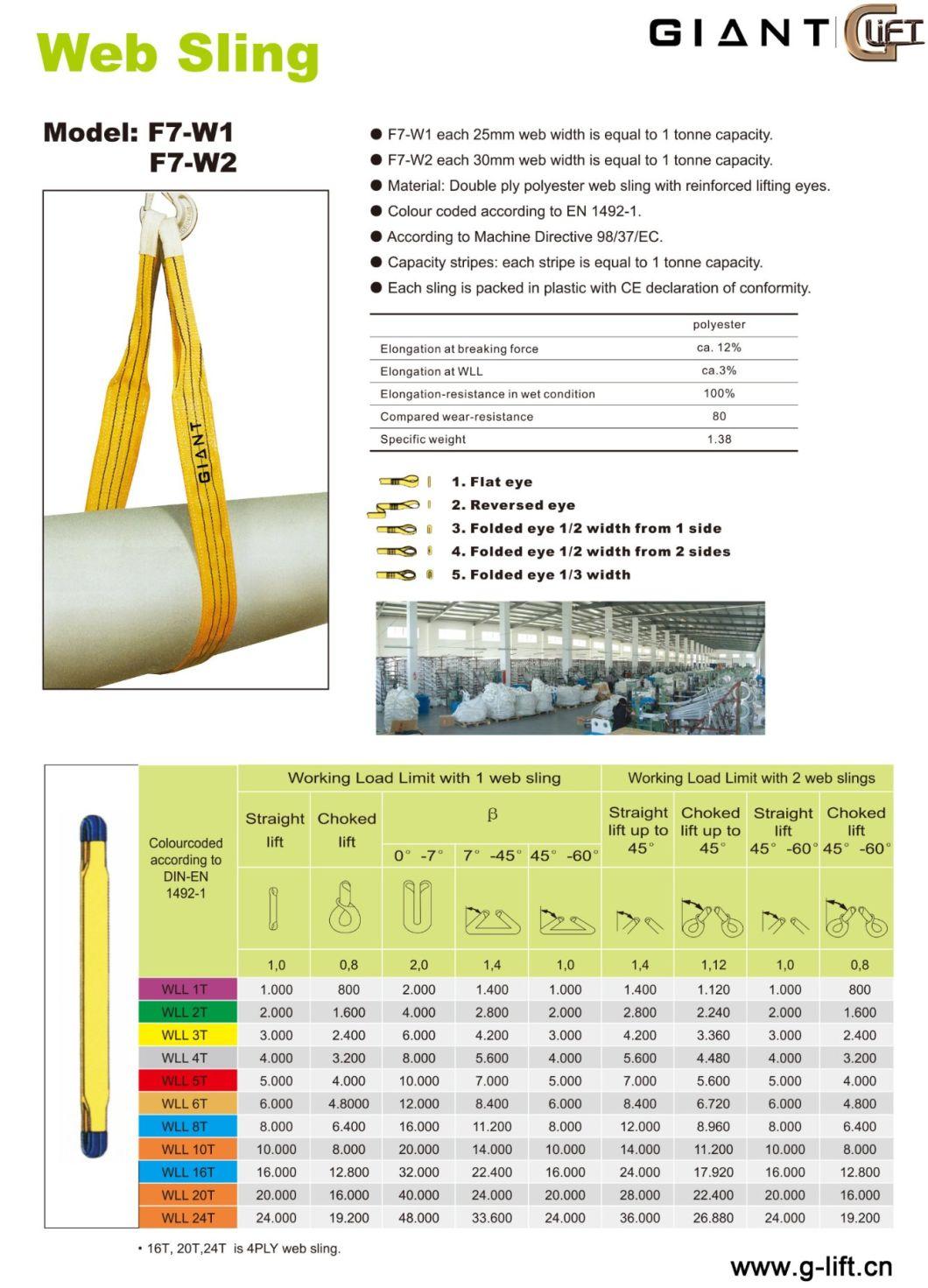 Eye-Eye Flat Web Sling Load Sling Folded Sling Reversed Sling Lifting Sling (F7-W1/W2)
