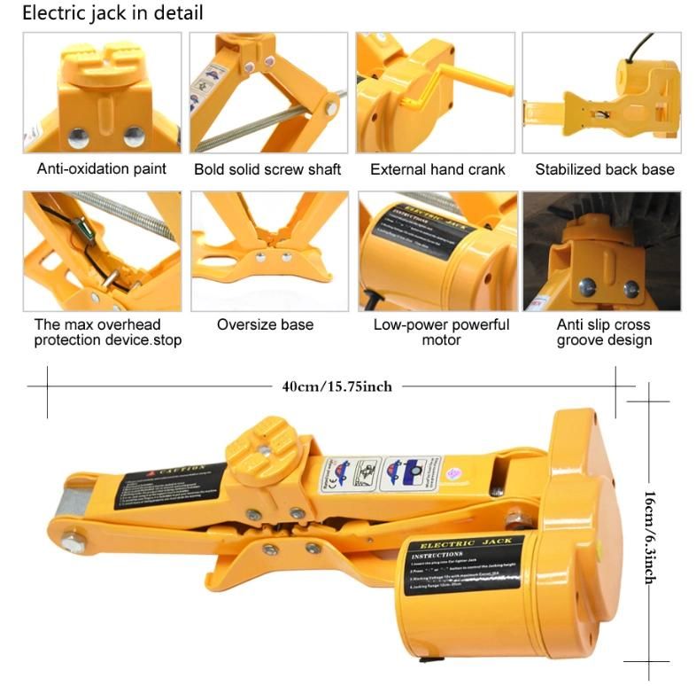 12V DC 2t Electric Scissor Jack with Electric Impact Wrench