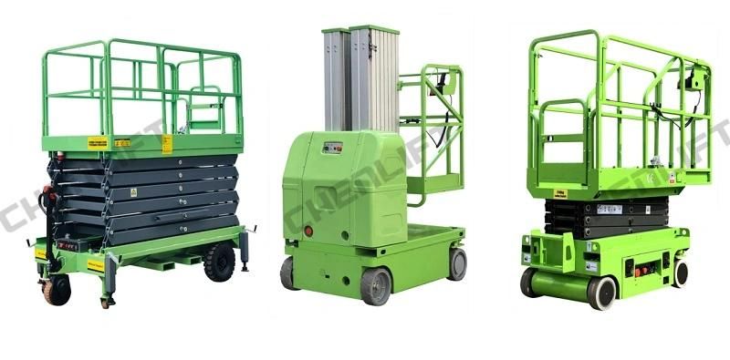 CE Approved 9m Double Mast Electric Vertical Lift with Hydraulic Turning Wheels