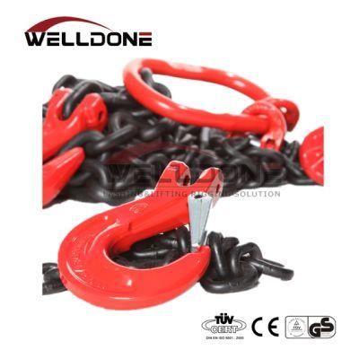Lifting and Lashing Chain Sling with Master Link and Clevis Hook Pear Link