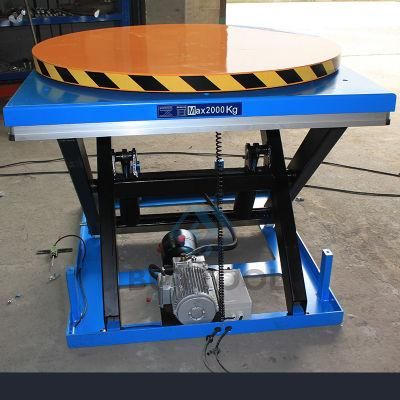 Motorized Scissor Lift Table 360 Degree Rotary Round Stage Platform