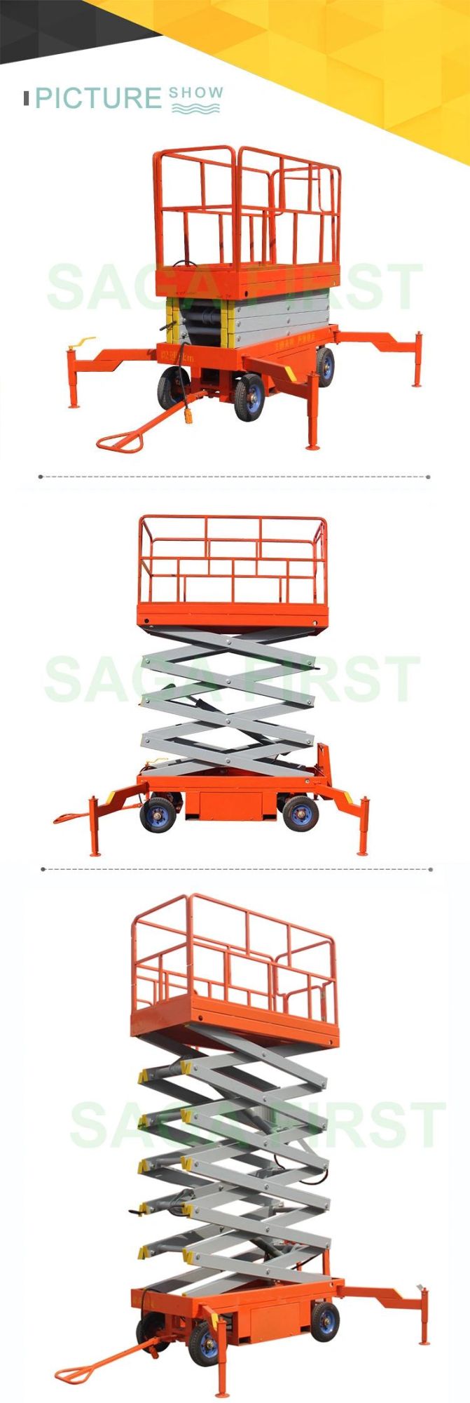 V 3m-16m Height Construction Lifter Semi Electric Mobile Scissor Lift Tables