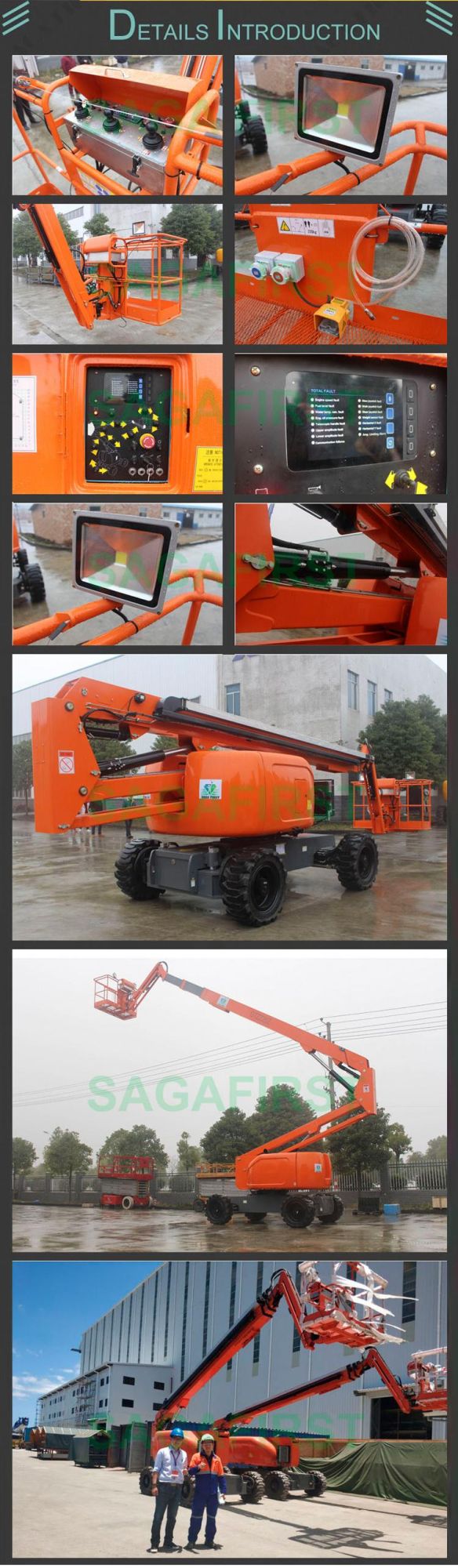 Small Mobile Electric Towable Self-Propelled Hydraulic Boom Lifting
