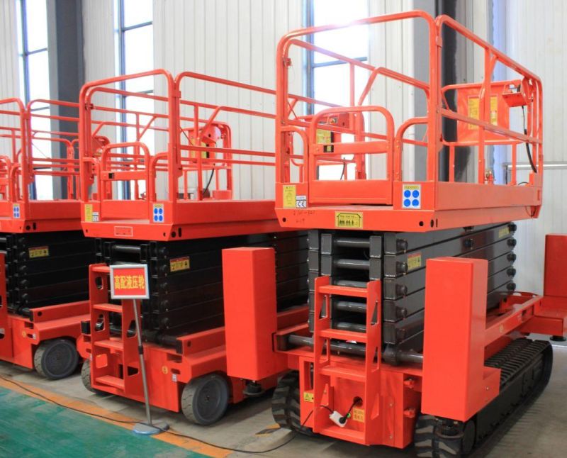 Heavy Duty Rough Terrain Man Electric Hydraulic Battery Self Propelled Crawler Mobile Scissor Lift
