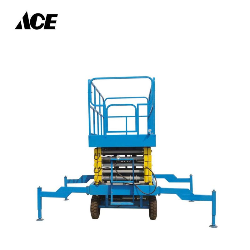 8m 10m 12m 14m 18m Diesel Engine Rough Terrain Scissor Lift Work on Construction Site