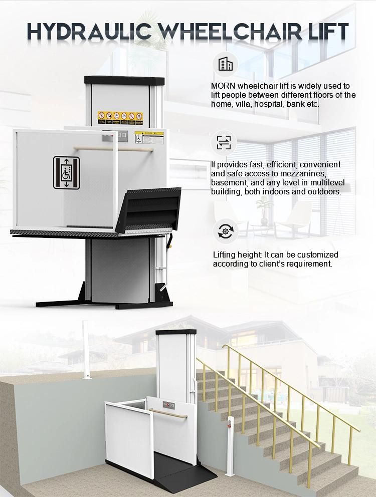 Morn Brand 7m Hydraulic Vertical Residential Elevator Platform Wheelchair Lifts for Buildings
