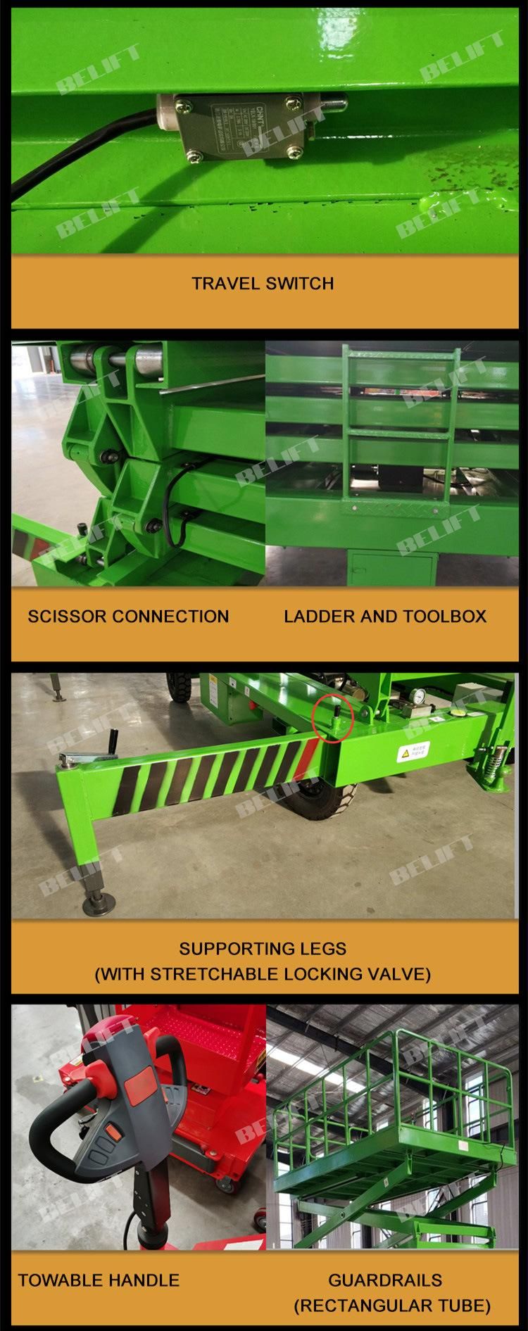 Loading 500kg-2000kg Semi Electric Hydraulic Mobile Lift for Sale