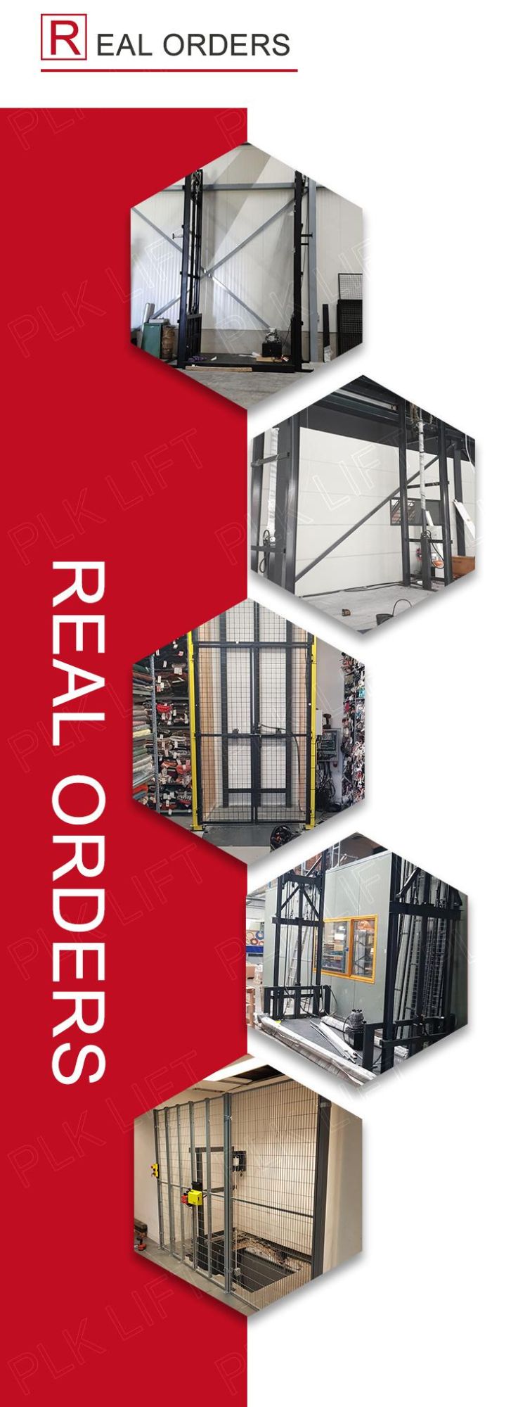 Vertical Single Guid Rails Elevator Cargo Lift for Sale