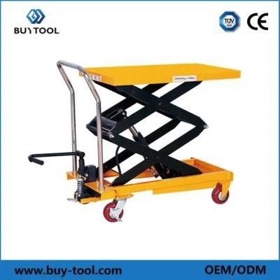 Mobile Manual Hydraulic Double Scissor Lift Platform