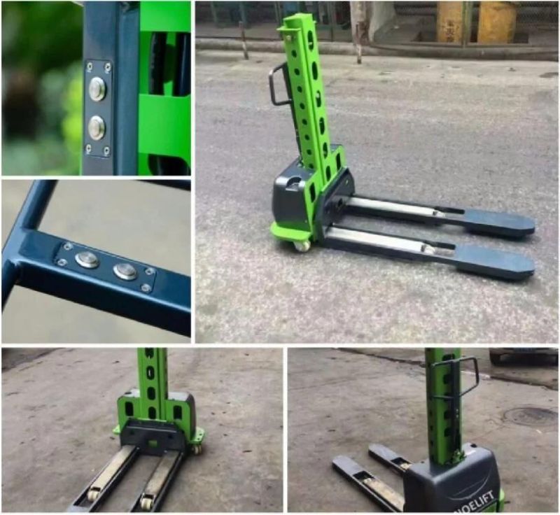 Mini Electric Stacker 500kg 800/1000/1300mm Unload Container Self-Loading Forklift Truck