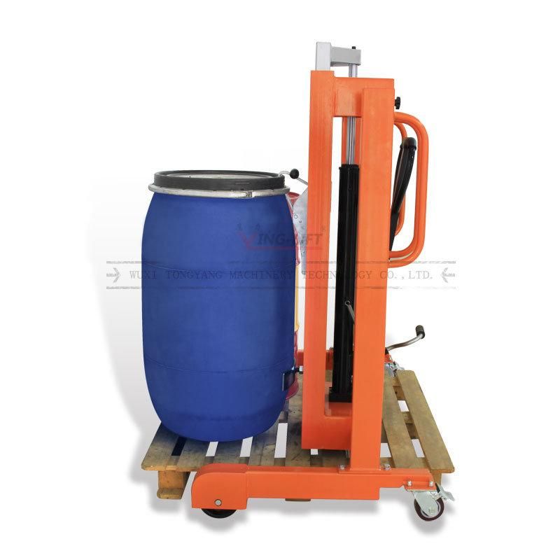 China Manufacturer Supply Manual Hydraulic Drum Stacker with Loading Capacity 380kg for Sales