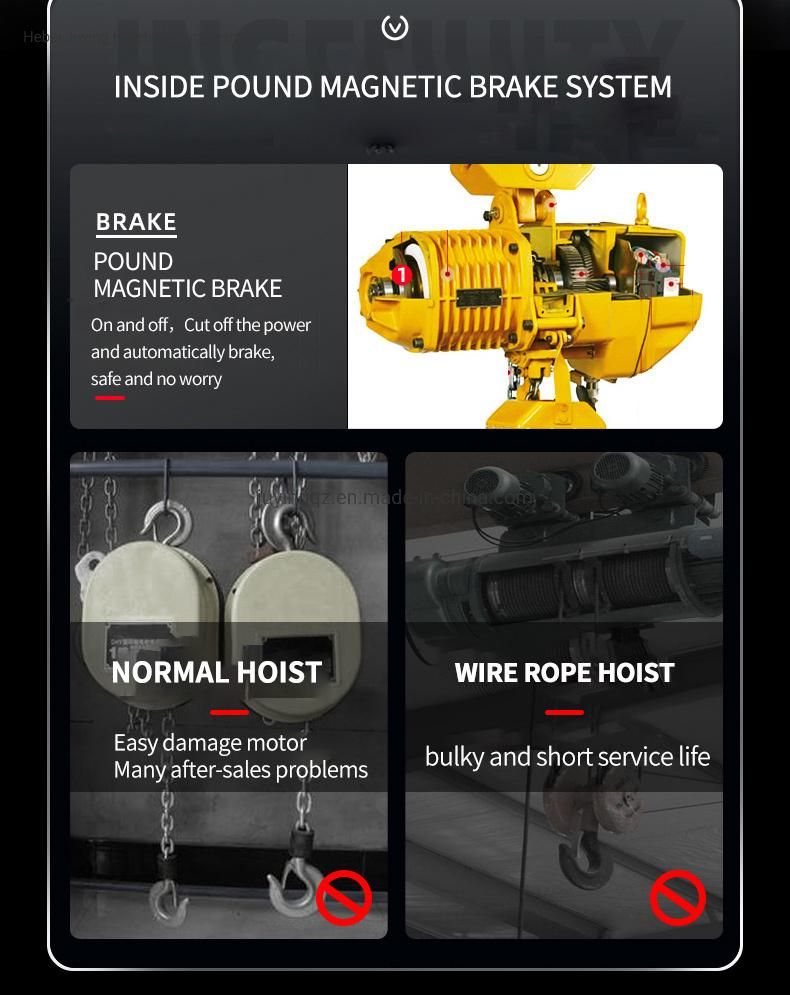 Three Fall Chains Electric Chain Hoist 7500kg