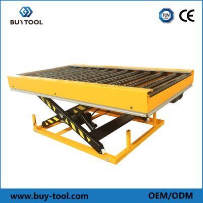 Goods Lift Small Semi Electric Portable Mobile Hydraulic Roller Conveyor Lift Table with Rollers for Warehouse