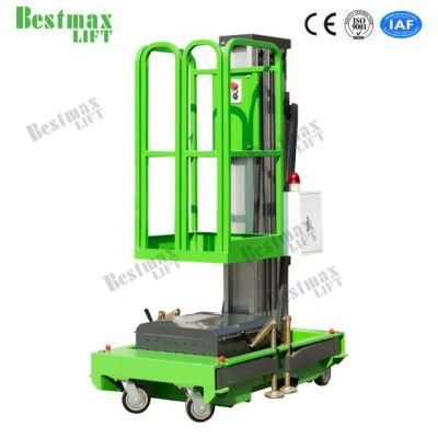 9m Aluminum Alloy Aerial Work Platform Single Mast Vertical Lift