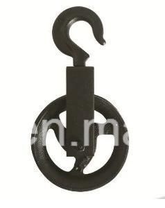 Black Pulley Block with Forged Hook for Hemp Rope