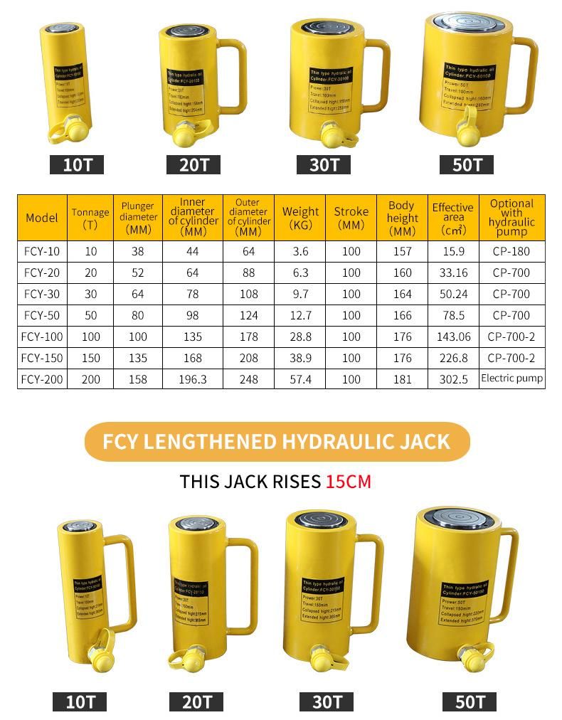 3ton 100 500 Ton Double Acting Hydraulic Lift Electric Jack Cylinder