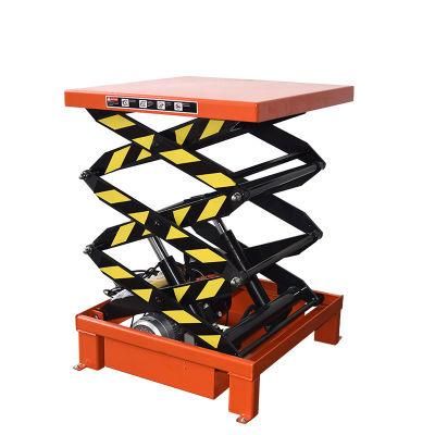Factory Direct Supply Hydraulic Electric Stationary Scissor Lift with Rollers