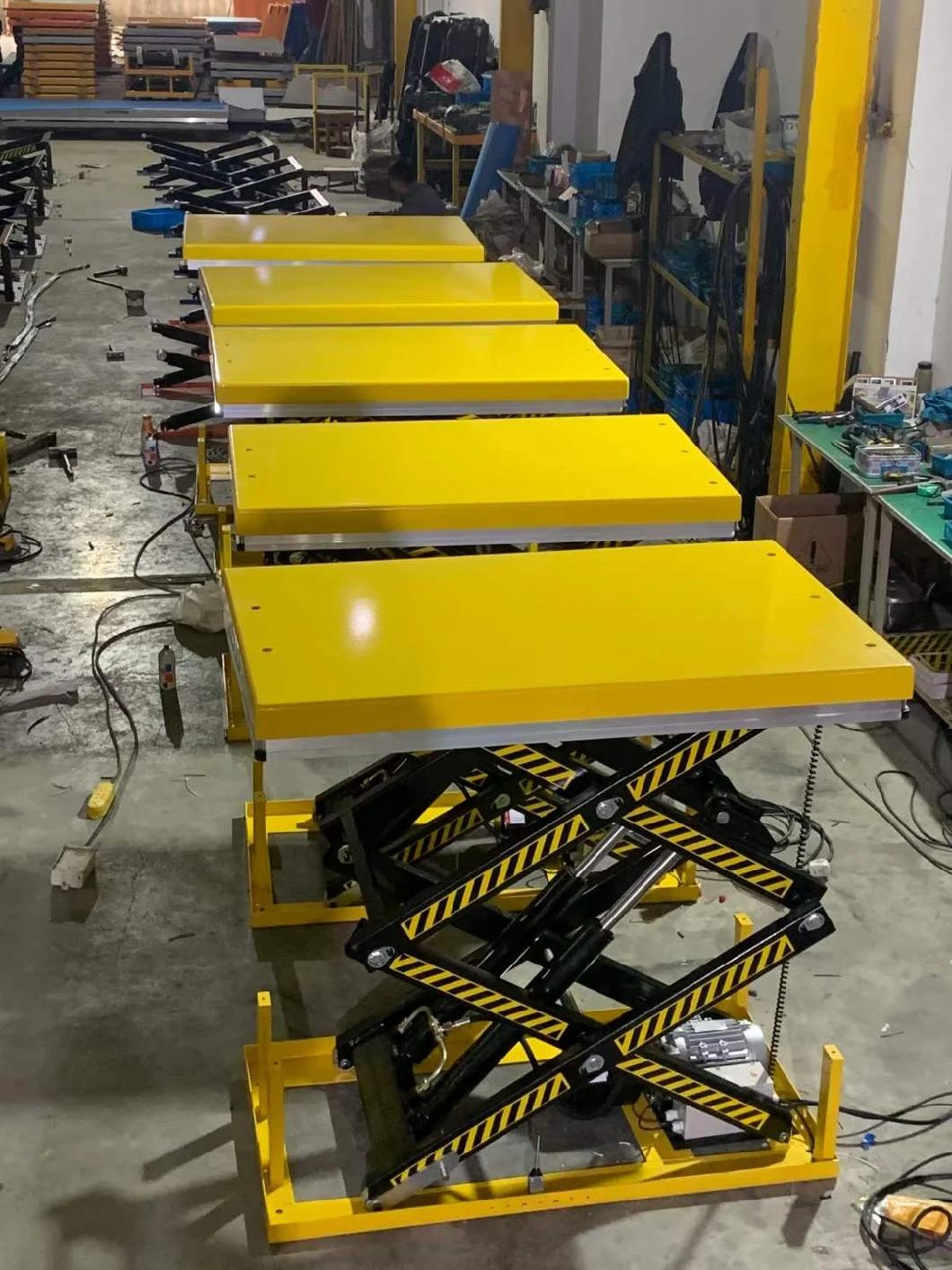 Top Standard Hand Dragged Lifting Cargo Double Scissor Lift Table