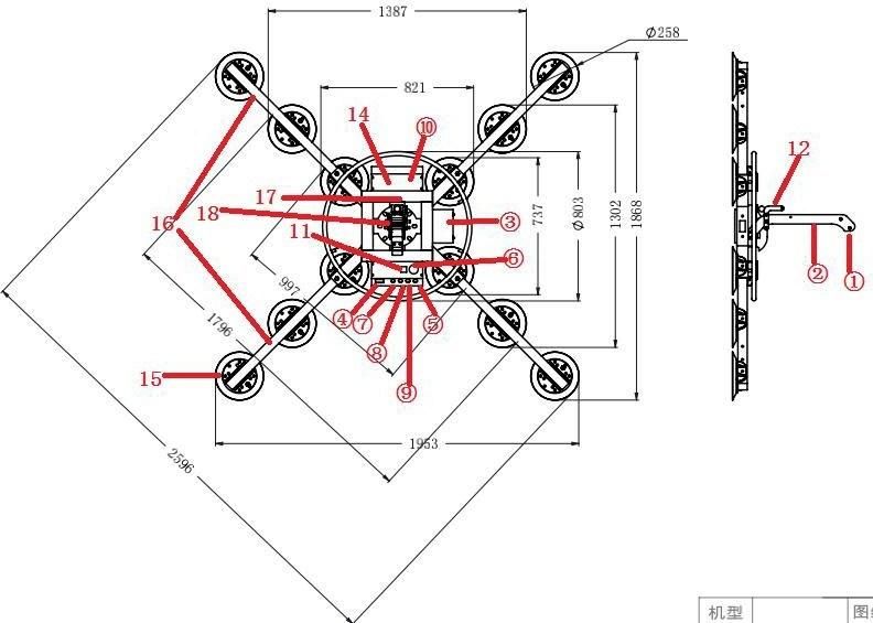 400kg-1200kg X-Type Electrical Vacuum Lifter for Glass/Slab/Porcelain /Loading / Unloading / Lifting /Panasonic Batteries for Curtain Wall/Contruction/Facade