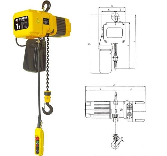 1 Ton Electric Chain Hoist 500kg Harga Hoist Crane