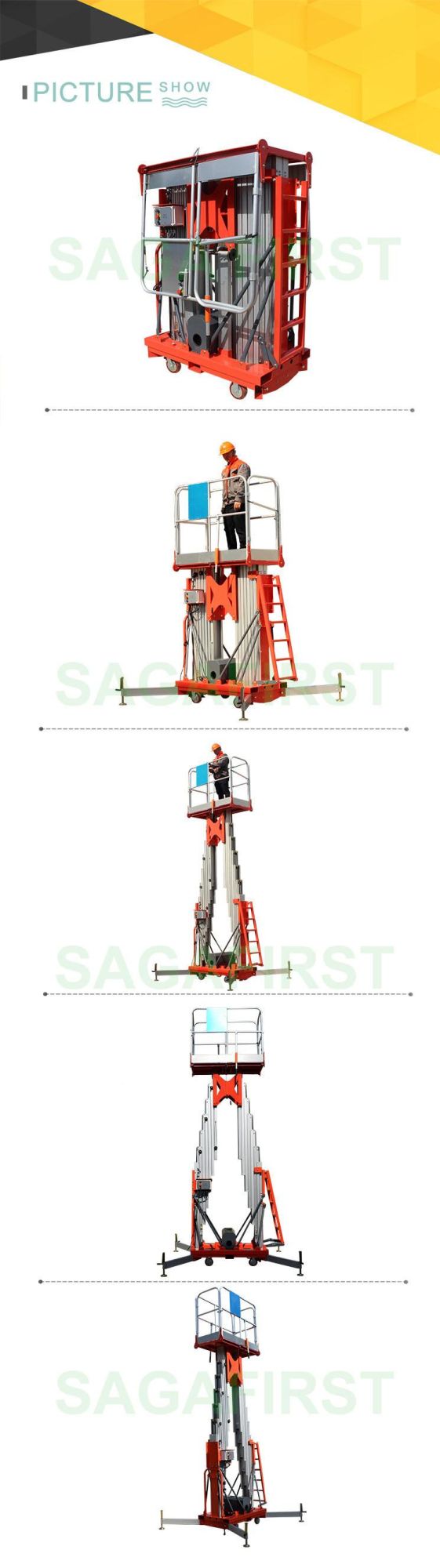 6~24m Hydraulic Vertical Electric Aluminum Lift Man Work Aerial Platform