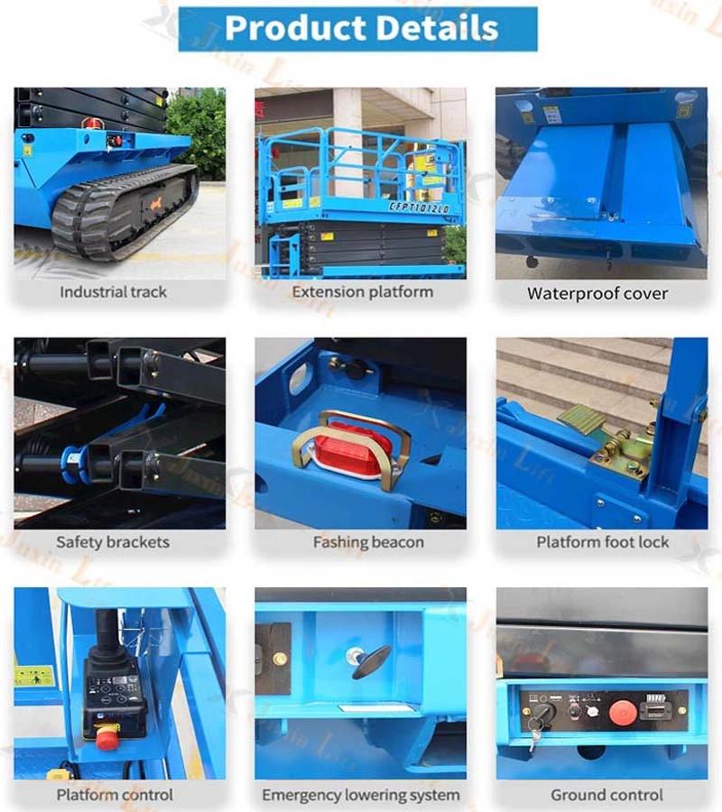 8m 10m Electric Self Propelled Scissor Tracked Crwaler Aerial Lift Price