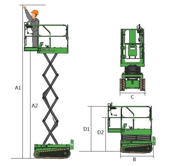 Different Height Scissor Lifting Equipment for Overhead Crane Maintenance Usage