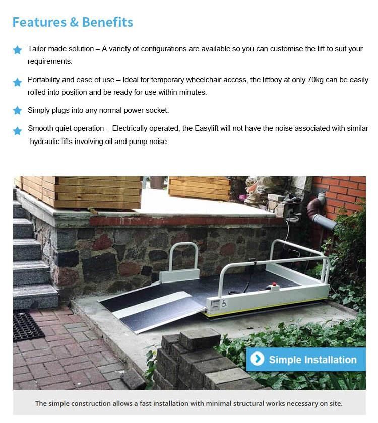 Small Home Hydraulic Personal Elevator Platform Size 1000*1200mm