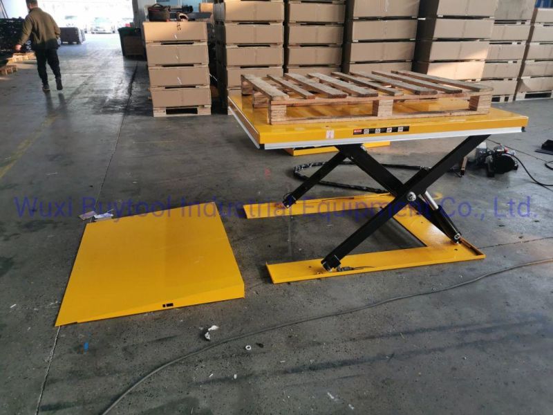 1000 Kg Unique Floor Mounted Scissor Lift Table Electric with External Cabinet 1.1kw