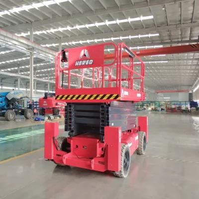 Self Propelled Rough Terrain Diesel 15m 18m Hydraulic Aerial Work Platform Scissor Lift Supplier with Hydraulic Jack