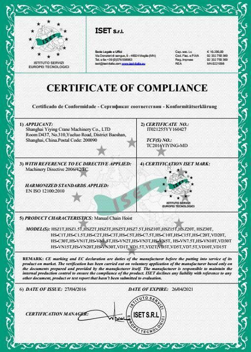 China Manufacturer of Vd Hand Chain Hoist Manual Chain Hoist Low Price