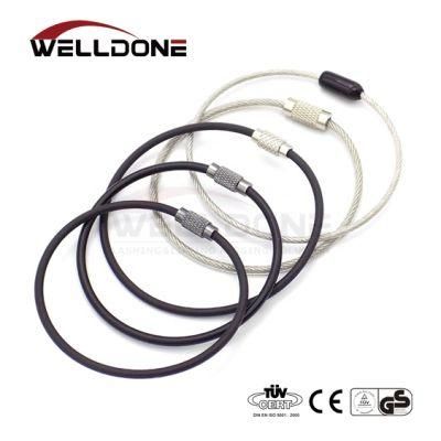 PU Coating High Grade Stainless Steel Cable Rope Ring Sling for Key Holder