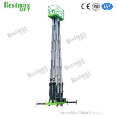14m Manual Pushing Vertical Lift Quadruple Mast Aerial Work Platform