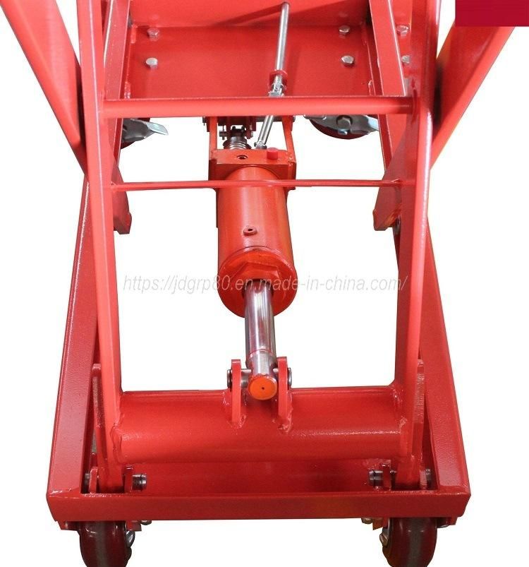 Manual Foot Pedal Hydraulic Pump Operated Mobile Lift Table Hydraulic Scissor Table Platform Lifting Trolley