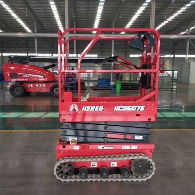 Hered Mobile Tracked Crawler Rough Terrain Scissor Lift Mobile Hydraulic Mini Small Indoor Scissor Type Lift