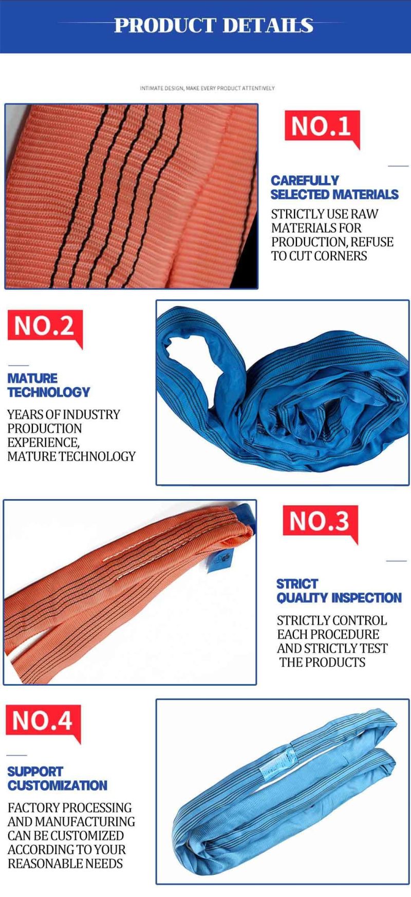Heavy Duty Round Sling Load Sling with Polyester Fibre Core Max 300t (R7-04)