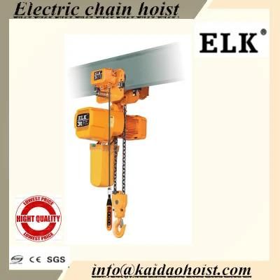 3t Fast Speed Electric Chain Hoist with Manual Trolley Suspension