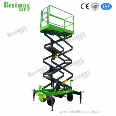 6m Platform Height 1000kg Load Manual Pushing Hydraulic Lift