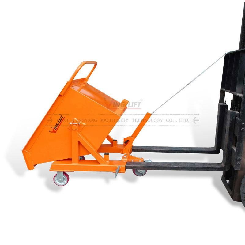 Manual Tilting Container and Forklift Tipping Skip with 3 Wheels and Load Volume 150L