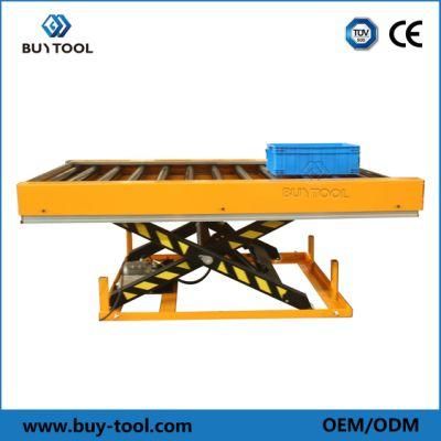 China Manufacturer Stationary Hydraulic Lift Table with Conveyor Roller Top
